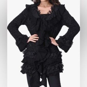 SIMPLY COUTURE XL Women's Winter Casual Pom Pom crochet knit cardigan sweater